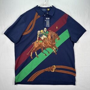 Polo Ralph Lauren Shirt Mens 2XL Equestrian Mesh Classic Fit Stampede Horse NWT